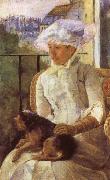 Susan on a Balcony Holding a Dog Mary Cassatt